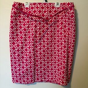 Liz Claiborne Skirt Size 14 Pink Geometric Knee Length Lined Pencil EUC